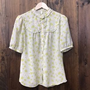 Fossil leaf print vintage inspired blouse